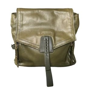 Cole Haan Leather Felicity Green Fatigue Backpack Travel Bag Work Purse